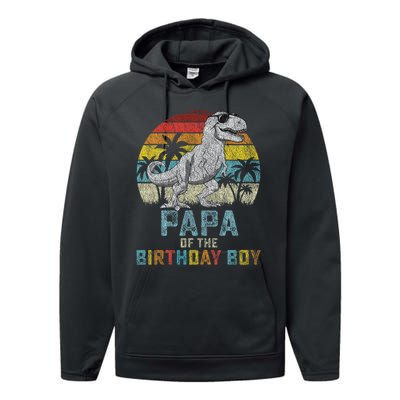 Papa Dinosaur Of The Birthday Matching Family Performance Fleece Hoodie