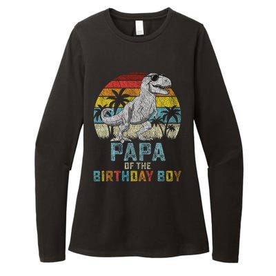 Papa Dinosaur Of The Birthday Matching Family Womens CVC Long Sleeve Shirt