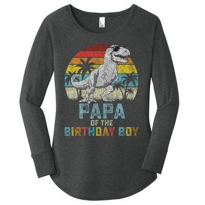 Papa Dinosaur Of The Birthday Matching Family Women's Perfect Tri Tunic Long Sleeve Shirt