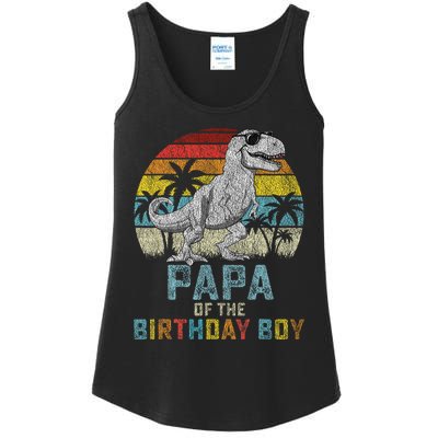 Papa Dinosaur Of The Birthday Matching Family Ladies Essential Tank