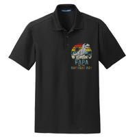 Papa Dinosaur Of The Birthday Matching Family Dry Zone Grid Polo