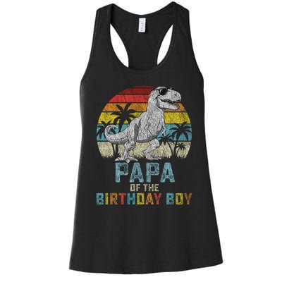 Papa Dinosaur Of The Birthday Matching Family Women's Racerback Tank