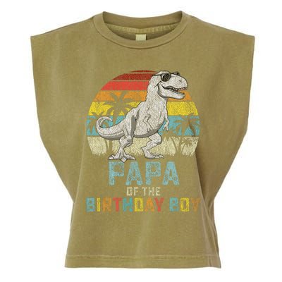 Papa Dinosaur Of The Birthday Matching Family Garment-Dyed Women's Muscle Tee