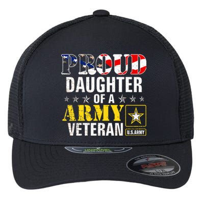 Proud Daughter Of A Army Veteran American Flag Military Gift Flexfit Unipanel Trucker Cap