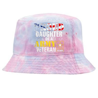 Proud Daughter Of A Army Veteran American Flag Military Gift Tie-Dyed Bucket Hat