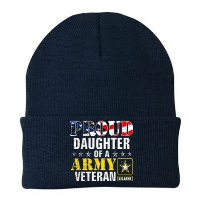 Proud Daughter Of A Army Veteran American Flag Military Gift Knit Cap Winter Beanie