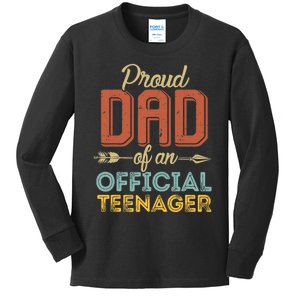 Proud Dad Of Teenager 13th Birthday 13 Years Old Kids Long Sleeve Shirt