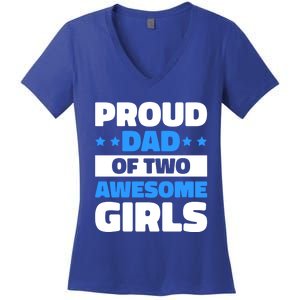 Proud Dad Of Two Awesome For Father's Day Gift Women's V-Neck T-Shirt