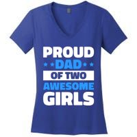 Proud Dad Of Two Awesome For Father's Day Gift Women's V-Neck T-Shirt