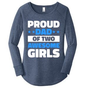 Proud Dad Of Two Awesome For Father's Day Gift Women's Perfect Tri Tunic Long Sleeve Shirt