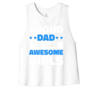 Proud Dad Of Two Awesome For Father's Day Gift Women's Racerback Cropped Tank