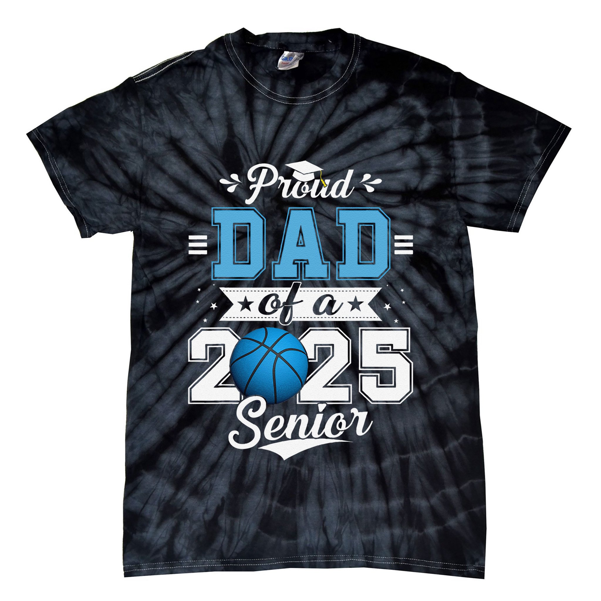Proud Dad Of A 2025 Senior Graduate Basketball Gift Tie-Dye T-Shirt