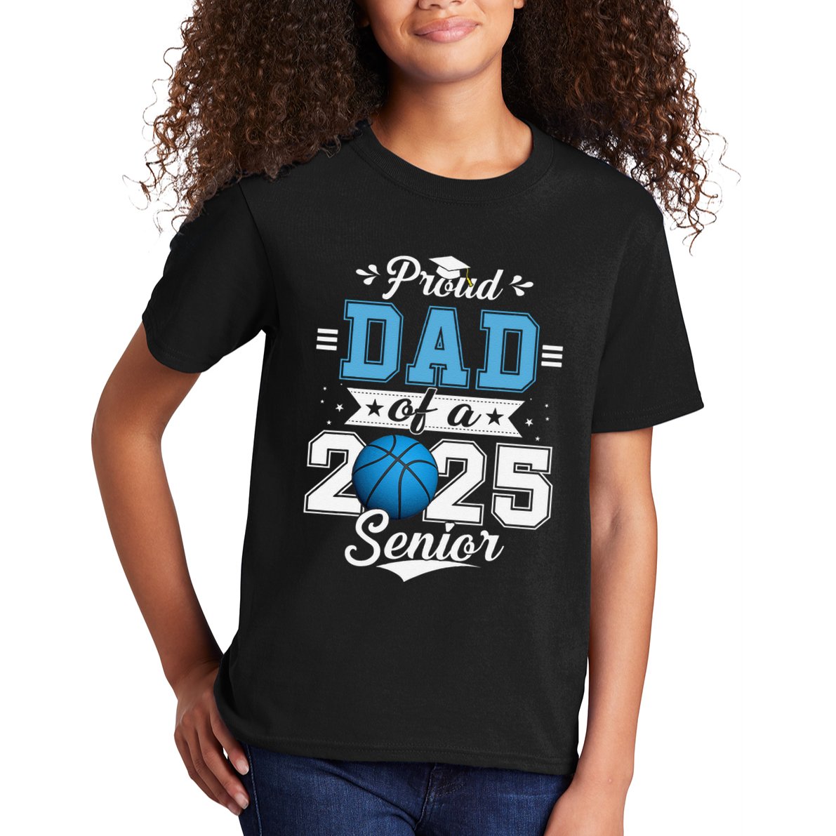Proud Dad Of A 2025 Senior Graduate Basketball Gift Kids T-Shirt