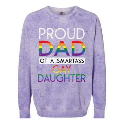 Proud Dad Of A Gay Daughter Straight Ally LGBTQ Pride Month Colorblast Crewneck Sweatshirt