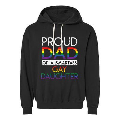 Proud Dad Of A Gay Daughter Straight Ally LGBTQ Pride Month Garment-Dyed Fleece Hoodie