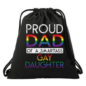 Proud Dad Of A Gay Daughter Straight Ally LGBTQ Pride Month Drawstring Bag