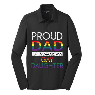 Proud Dad Of A Gay Daughter Straight Ally LGBTQ Pride Month Silk Touch Performance Long Sleeve Polo