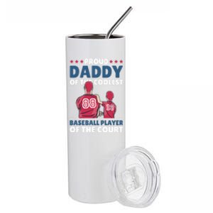 Proud Daddy Of The Coolest Baseball Player For Father's Day Gift Stainless Steel Tumbler