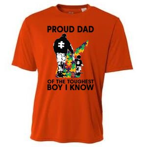 Proud Dad Of The Toughest Boy I Know Autism Awareness Cooling Performance Crew T-Shirt