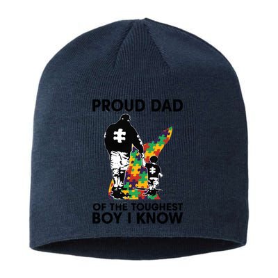 Proud Dad Of The Toughest Boy I Know Autism Awareness Sustainable Beanie