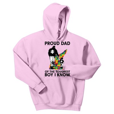 Proud Dad Of The Toughest Boy I Know Autism Awareness Kids Hoodie