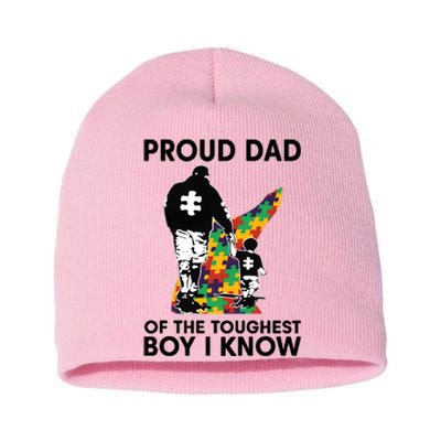 Proud Dad Of The Toughest Boy I Know Autism Awareness Short Acrylic Beanie