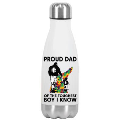 Proud Dad Of The Toughest Boy I Know Autism Awareness Stainless Steel Insulated Water Bottle