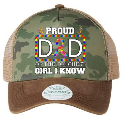 Proud Dad Of The Toughest Girl I Know Autism Awareness Gifts Legacy Tie Dye Trucker Hat