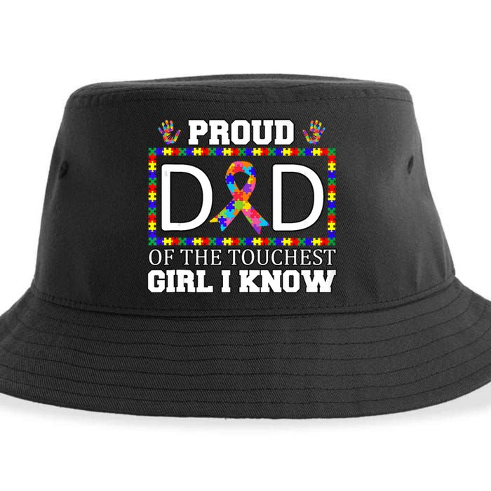 Proud Dad Of The Toughest Girl I Know Autism Awareness Gifts Sustainable Bucket Hat