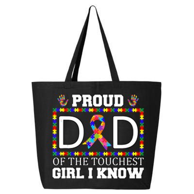 Proud Dad Of The Toughest Girl I Know Autism Awareness Gifts 25L Jumbo Tote