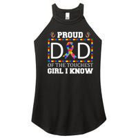 Proud Dad Of The Toughest Girl I Know Autism Awareness Gifts Women's Perfect Tri Rocker Tank