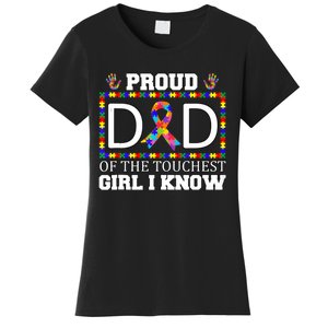 Proud Dad Of The Toughest Girl I Know Autism Awareness Gifts Women's T-Shirt