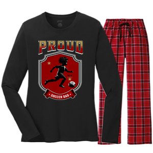 Proud Dad Of Soccer Player Soccer Dad Class Of 2025 Women's Long Sleeve Flannel Pajama Set 