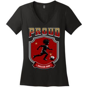 Proud Dad Of Soccer Player Soccer Dad Class Of 2025 Women's V-Neck T-Shirt