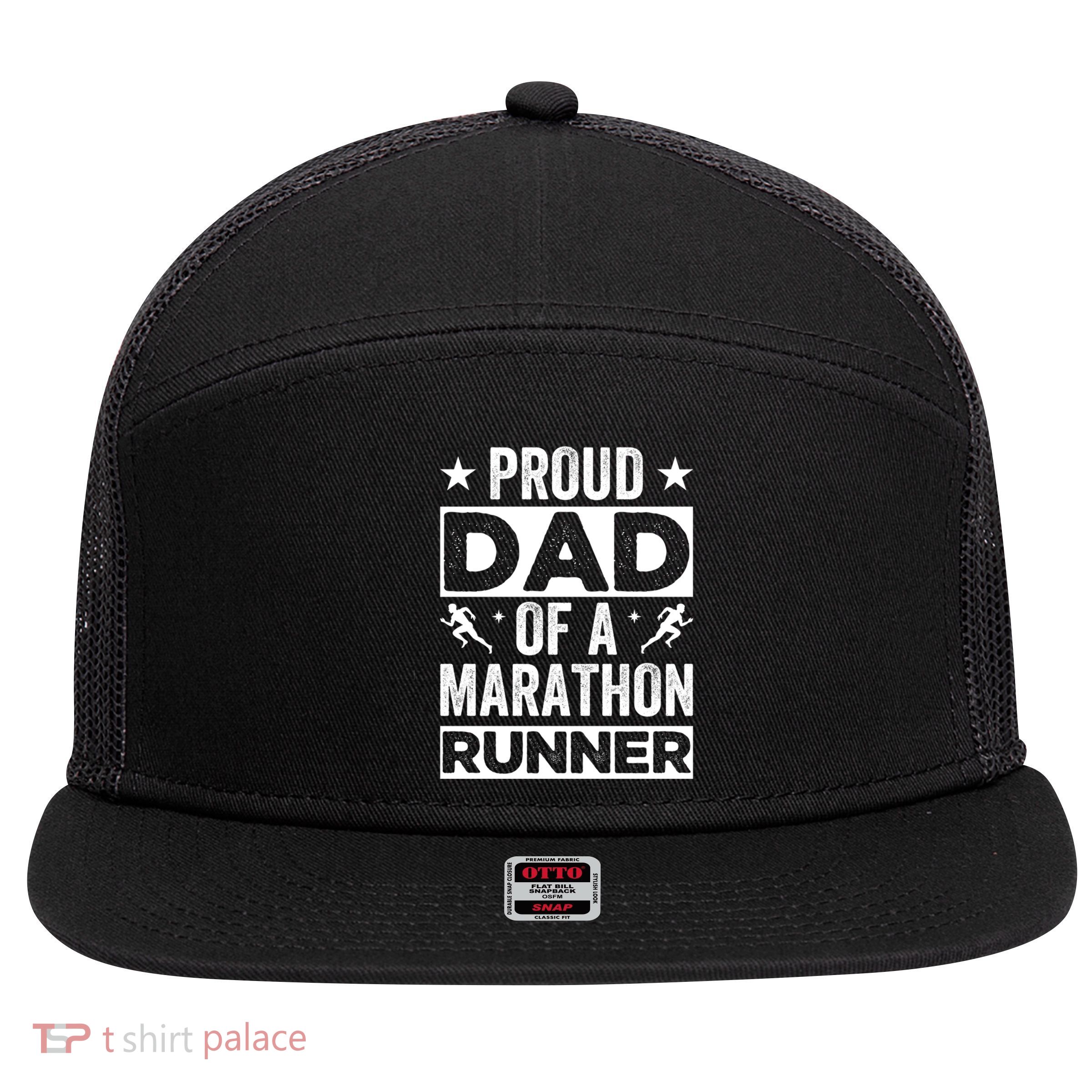 Proud Dad Of A Marathon Runner Son Father Of Son Runner Great Gift 7 Panel Mesh Trucker Snapback Hat
