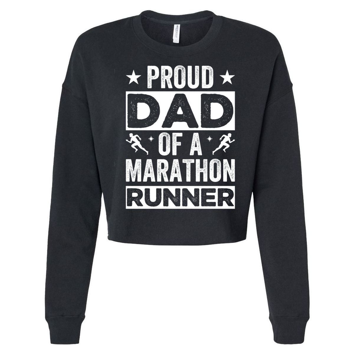 Proud Dad Of A Marathon Runner Son Father Of Son Runner Great Gift Cropped Pullover Crew