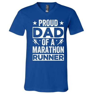 Proud Dad Of A Marathon Runner Son Father Of Son Runner Great Gift V-Neck T-Shirt