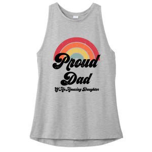 Proud Dad Of A Gay Daughter Lgbtq Ally Funny Gift Free Dad Hugs Cool Gift Ladies PosiCharge Tri-Blend Wicking Tank