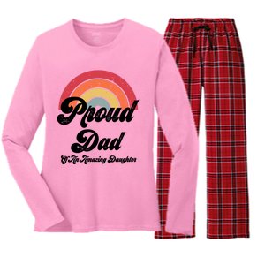 Proud Dad Of A Gay Daughter Lgbtq Ally Funny Gift Free Dad Hugs Cool Gift Women's Long Sleeve Flannel Pajama Set 