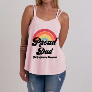 Proud Dad Of A Gay Daughter Lgbtq Ally Funny Gift Free Dad Hugs Cool Gift Women's Strappy Tank