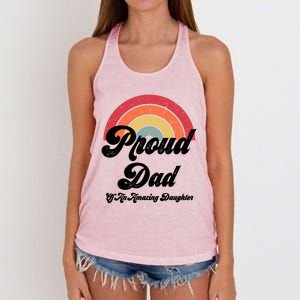 Proud Dad Of A Gay Daughter Lgbtq Ally Funny Gift Free Dad Hugs Cool Gift Women's Knotted Racerback Tank