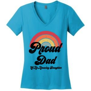 Proud Dad Of A Gay Daughter Lgbtq Ally Funny Gift Free Dad Hugs Cool Gift Women's V-Neck T-Shirt