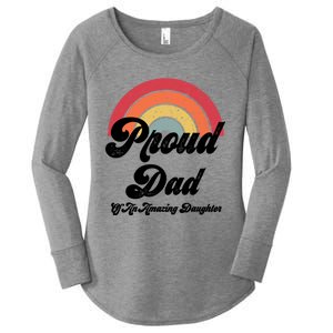 Proud Dad Of A Gay Daughter Lgbtq Ally Funny Gift Free Dad Hugs Cool Gift Women's Perfect Tri Tunic Long Sleeve Shirt