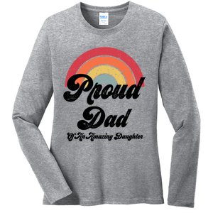 Proud Dad Of A Gay Daughter Lgbtq Ally Funny Gift Free Dad Hugs Cool Gift Ladies Long Sleeve Shirt