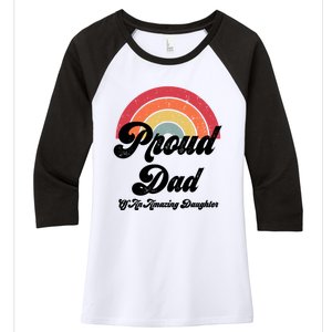 Proud Dad Of A Gay Daughter Lgbtq Ally Funny Gift Free Dad Hugs Cool Gift Women's Tri-Blend 3/4-Sleeve Raglan Shirt