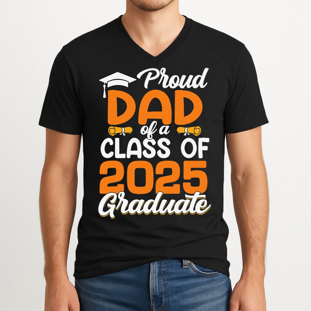 Proud Dad Of A 2025 Graduate Dad Graduation Senior 2025 V-Neck T-Shirt