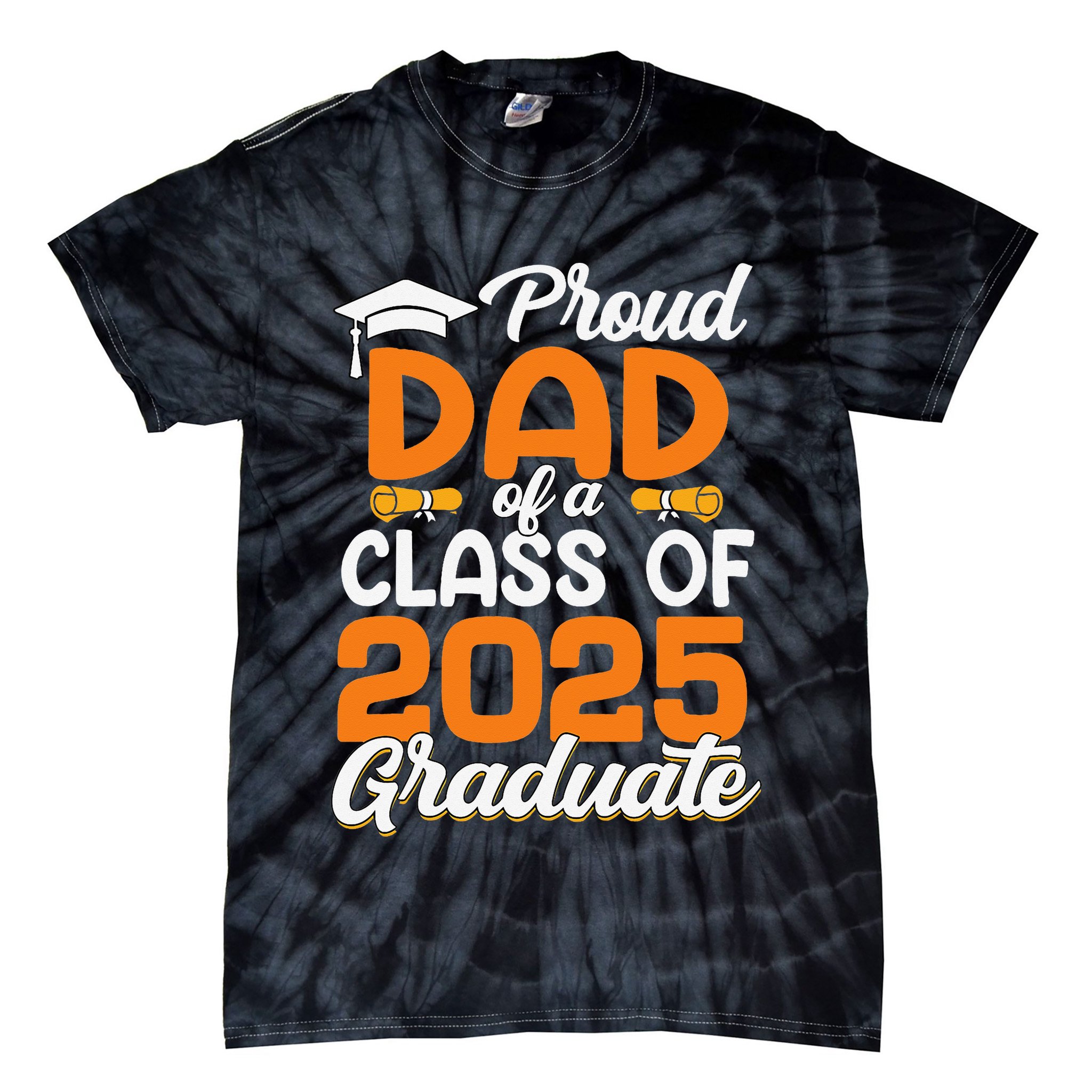 Proud Dad Of A 2025 Graduate Dad Graduation Senior 2025 Tie-Dye T-Shirt