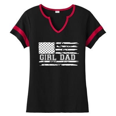 Proud Dad Of Girl Father Of Girl For Dad Xmas Fathers Day Gift Ladies Halftime Notch Neck Tee