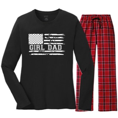 Proud Dad Of Girl Father Of Girl For Dad Xmas Fathers Day Gift Women's Long Sleeve Flannel Pajama Set 