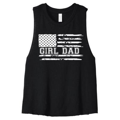 Proud Dad Of Girl Father Of Girl For Dad Xmas Fathers Day Gift Women's Racerback Cropped Tank